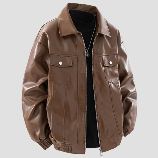 Wholesale 2 Pcs of Mens Autumn Pilot Motorcycle Loose Leather Jacket
