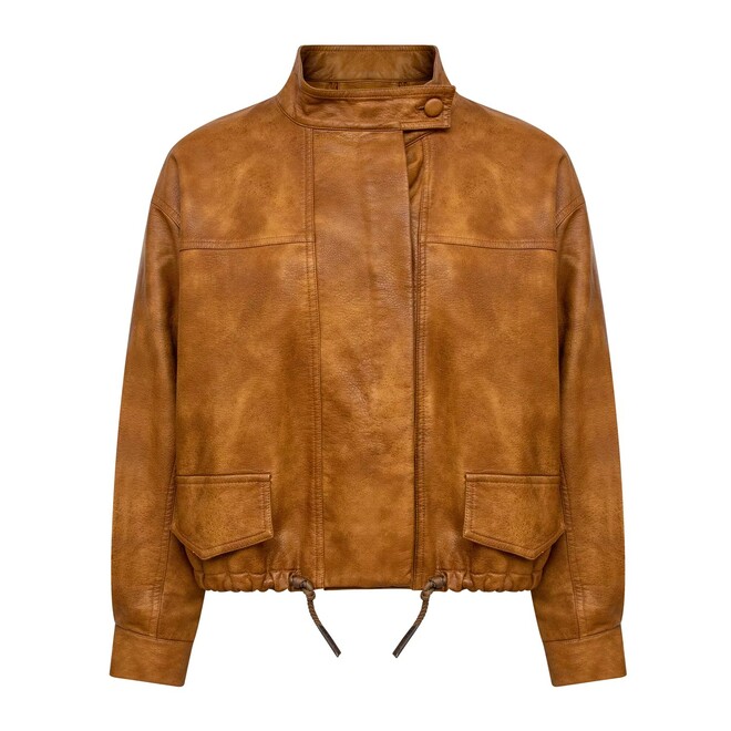 Classic Vintage Brown Outerwear PU Premium Leather Bomber Jacket