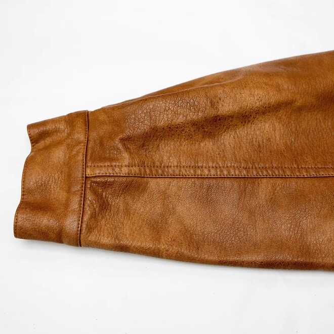 Classic Vintage Brown Outerwear PU Premium Leather Bomber Jacket