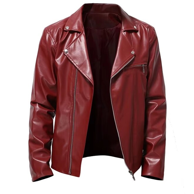 Autumn European and American Zipper Fashionable Casual Motorcycle Mens Leather Jacket