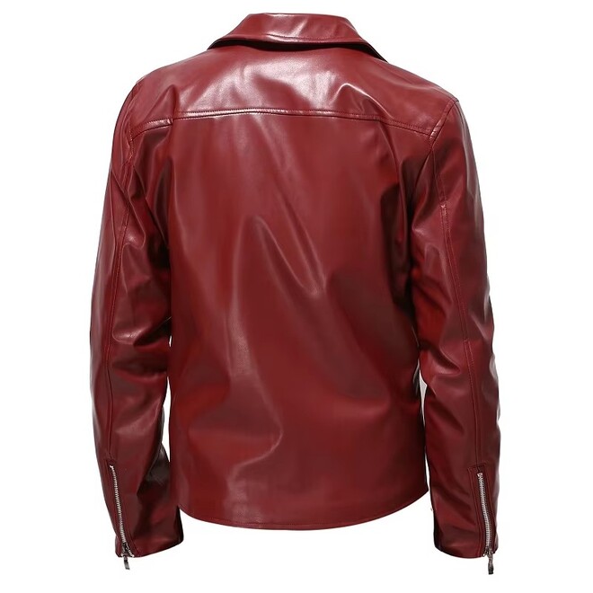 Autumn European and American Zipper Fashionable Casual Motorcycle Mens Leather Jacket