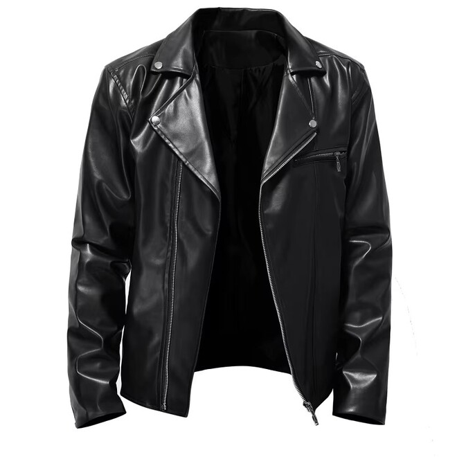 Autumn European and American Zipper Fashionable Casual Motorcycle Mens Leather Jacket