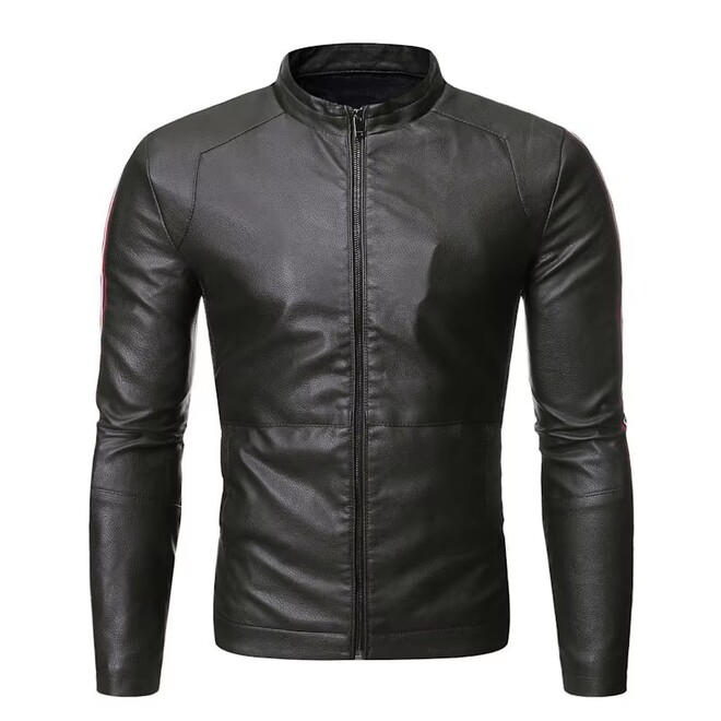 Wholesale 2 Pcs of Autumn Youth Fashionable Comfortable Mens Slim Leather Jackets