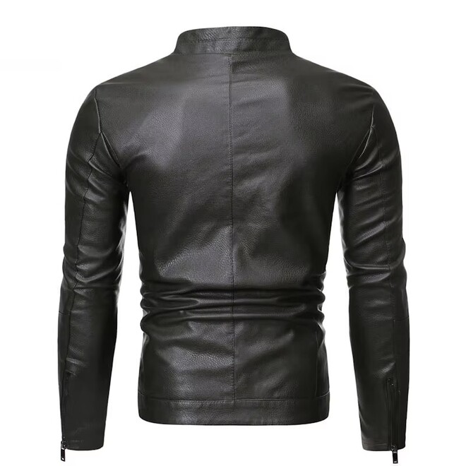 Wholesale 2 Pcs of Autumn Youth Fashionable Comfortable Mens Slim Leather Jackets