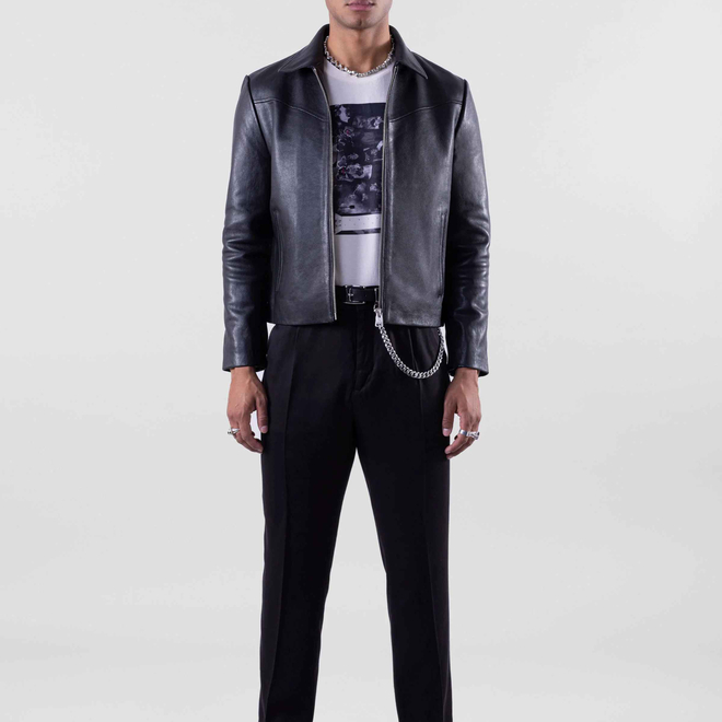 Fashionable Cool Zipper Autumn Popular Style Mens Leather Jacket