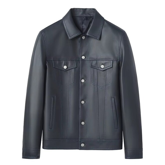 Casual Mens Sheepskin Leather Bomber Jacket