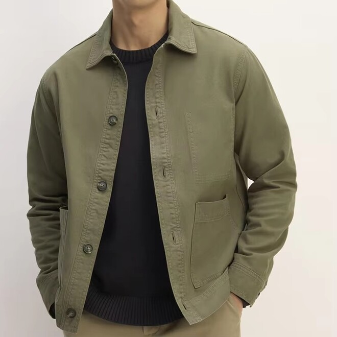 Organic Cotton Chore Jacket With Pockets 
