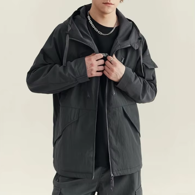 Loose Casual Hooded Versatile Windproof and Waterproof Jacket