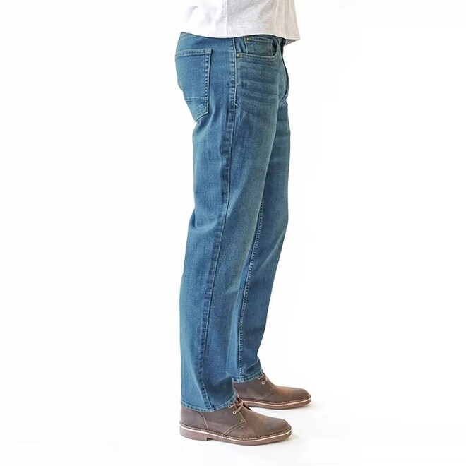Mens Mid Waist Soft Tapered Leg Casual Jeans