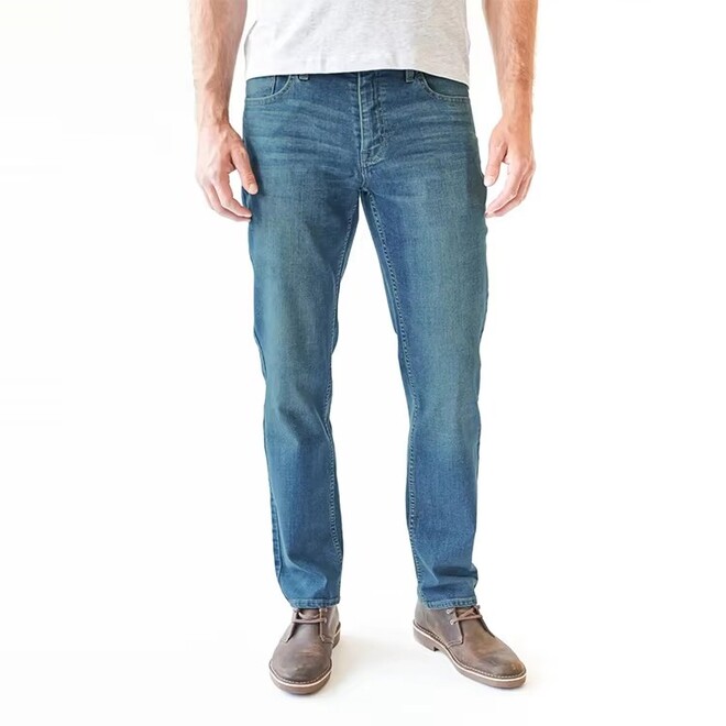 Mens Mid Waist Soft Tapered Leg Casual Jeans