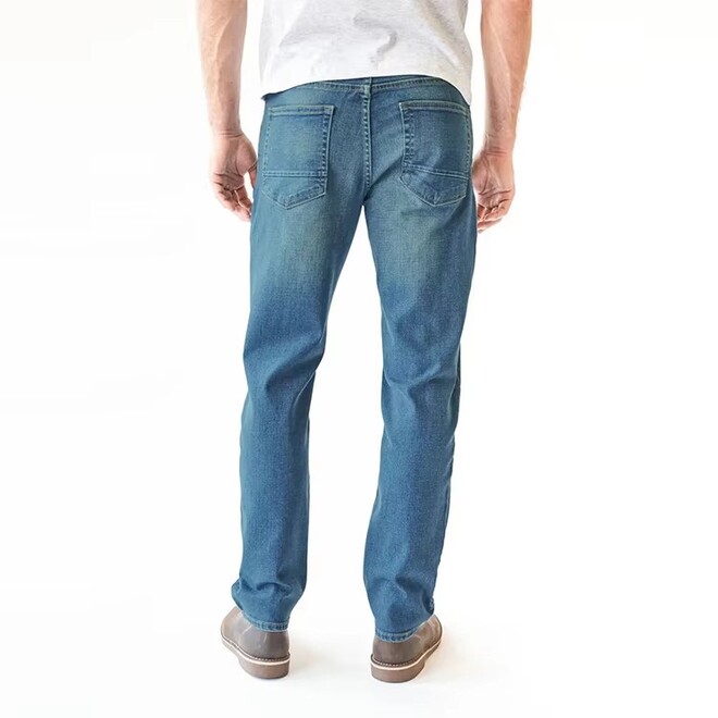 Mens Mid Waist Soft Tapered Leg Casual Jeans