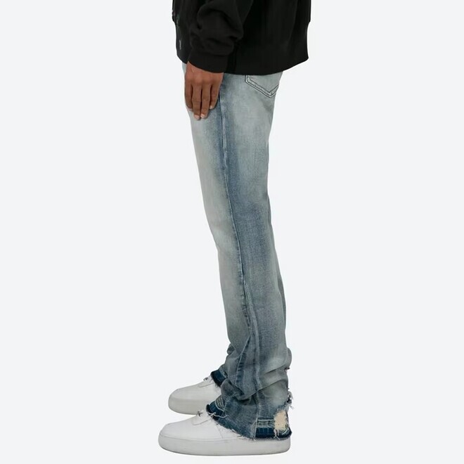 Mens Patchwork Loose Hip Hop Denim Pants