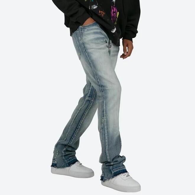 Mens Patchwork Loose Hip Hop Denim Pants