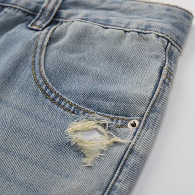 Mens Casual Straight Loose Fit Zipper Jeans with Mid Waist