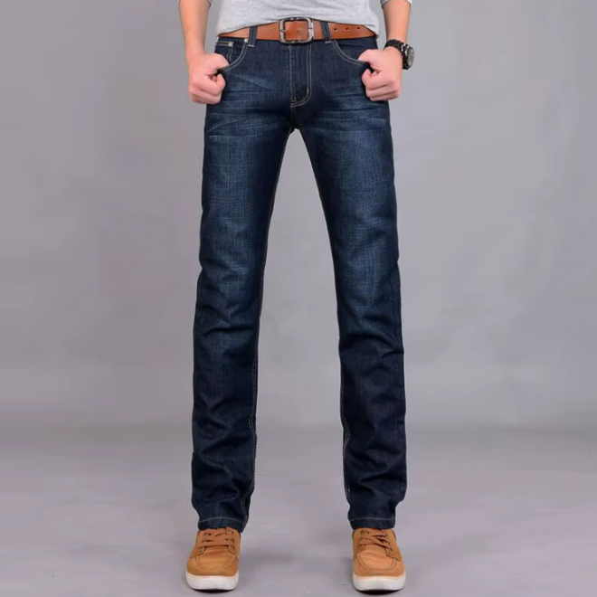 Mens Comfortable Breathable Solid Denim Pants