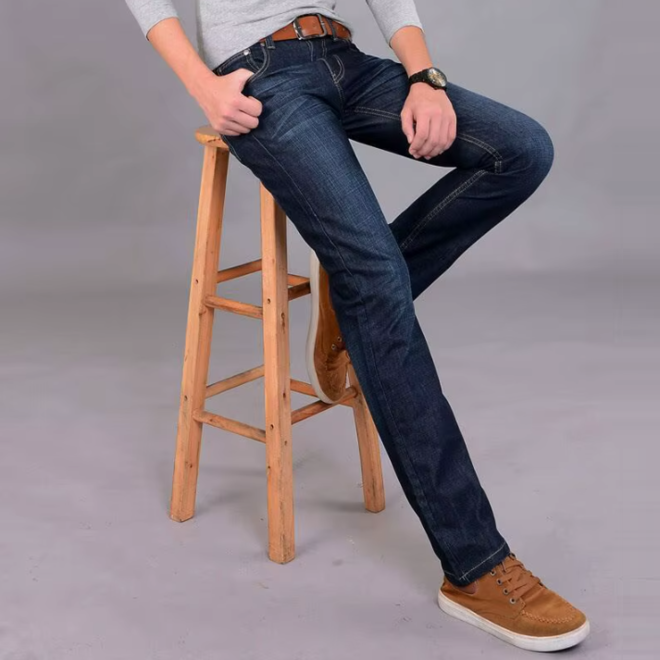 Mens Comfortable Breathable Solid Denim Pants