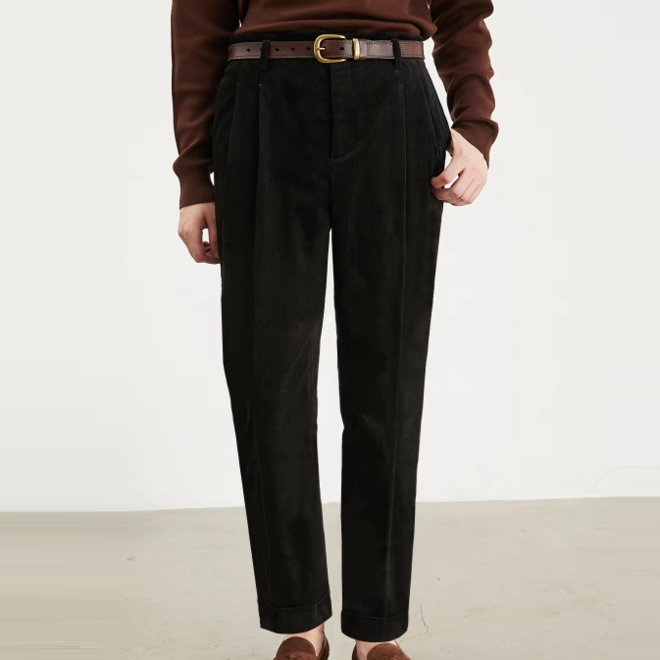 Mens Corduroy Casual Autumn High Waisted Pant