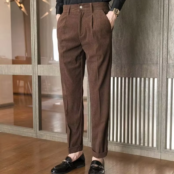 Slim Korean Style Corduroy Suit Pants
