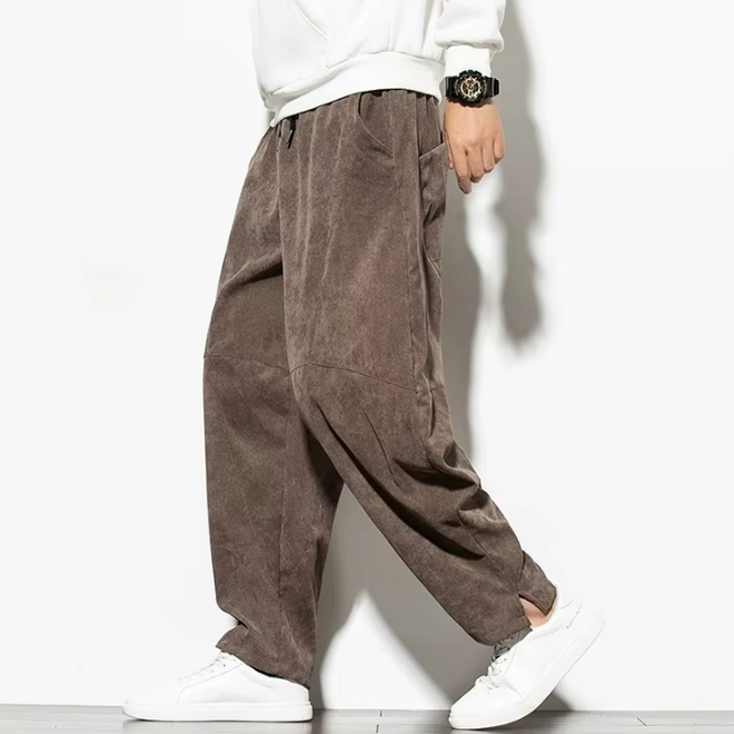 Autumn Mens Corduroy Baggy Wide Leg Sweatpants