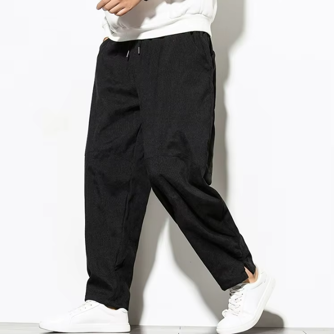 Autumn Mens Corduroy Baggy Wide Leg Sweatpants
