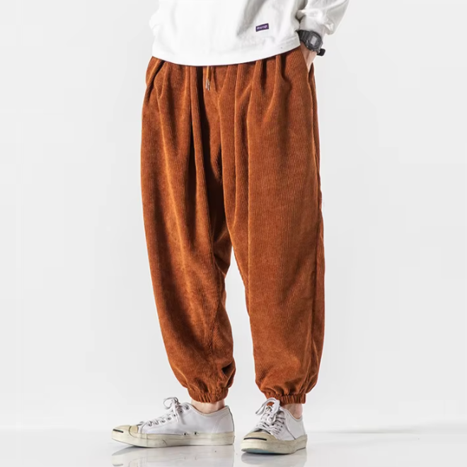 Mens Casual Loose Large Size Corduroy Harlan Pants