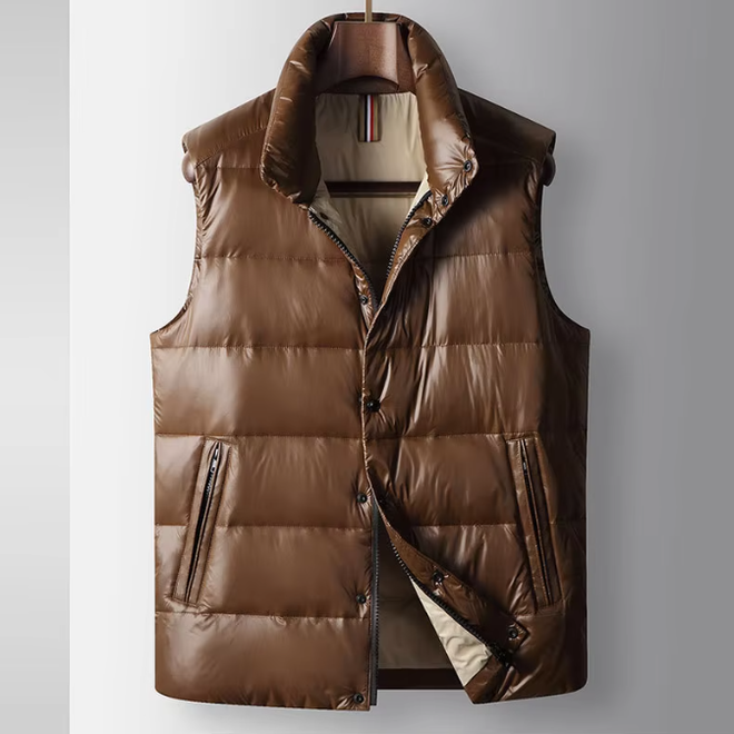 Mens Autumn Youth Casual Thickened Zipper Closure Down Vest