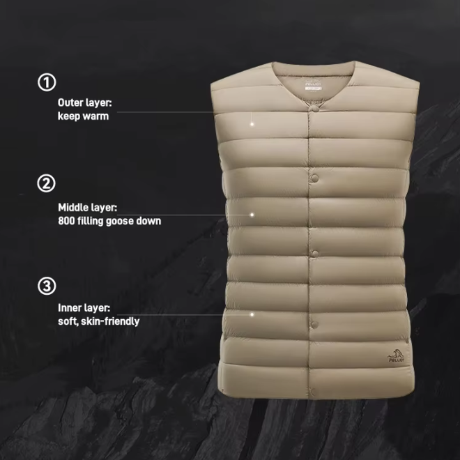 Mens Casual Outdoor 800 Filling Lightweight Warm Mountaineering Windproof Ribs Down Jacket