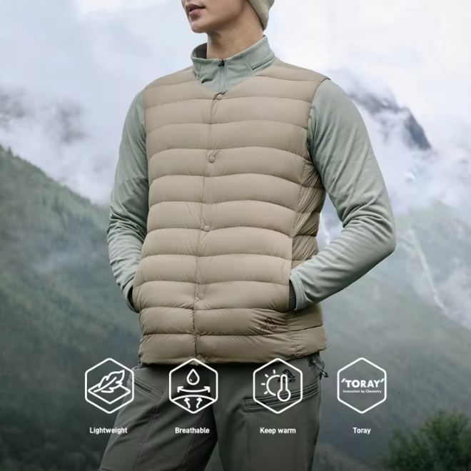 Mens Casual Outdoor 800 Filling Lightweight Warm Mountaineering Windproof Ribs Down Jacket