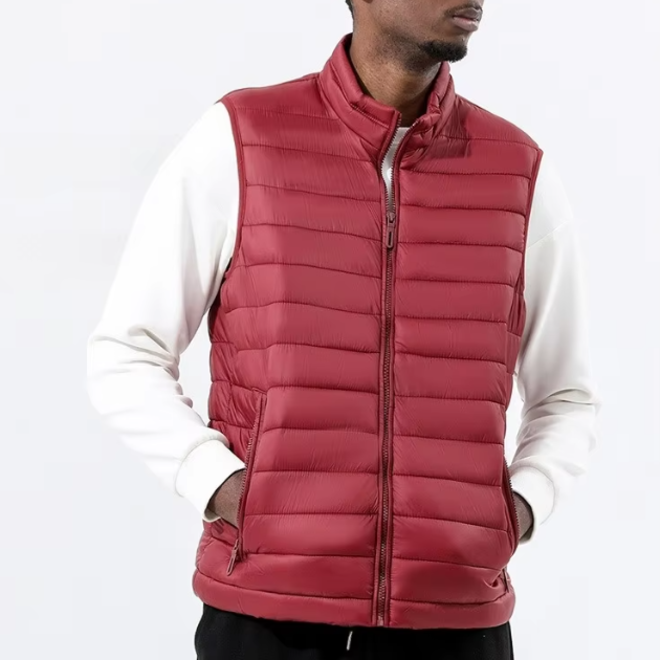 Stand Collar Thermal Lined Sleeveless Puffer Down Vest